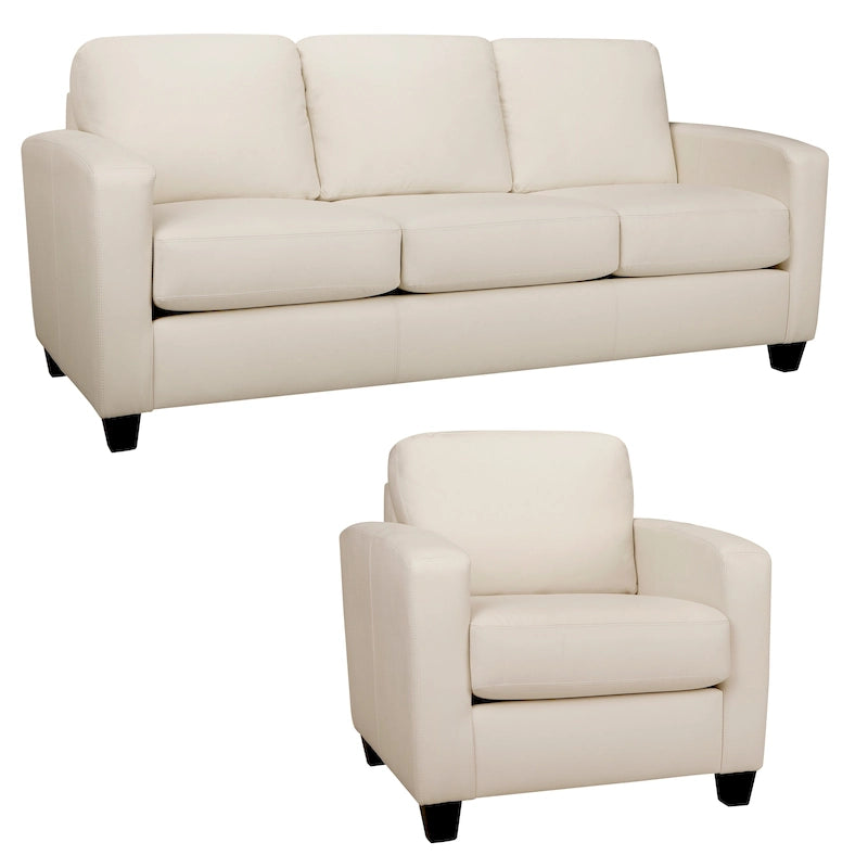 Ensemble canapé et fauteuil en cuir pleine fleur italien Bryce