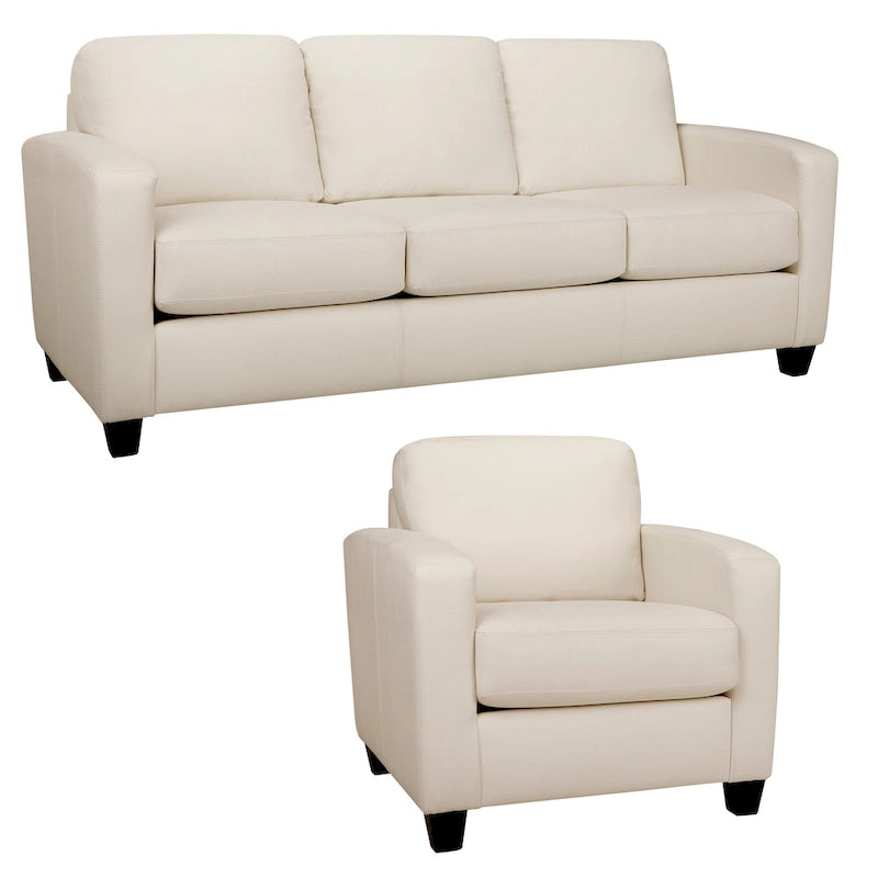 Ensemble canapé et fauteuil en cuir pleine fleur italien Bryce