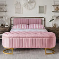 Pouf de rangement en velours rembourré avec capitonnage