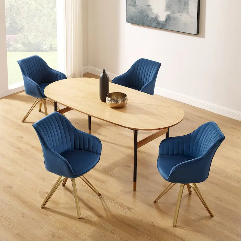 Lot de 2 chaises de salle à manger pivotantes en velours Art Leon avec pieds dorés