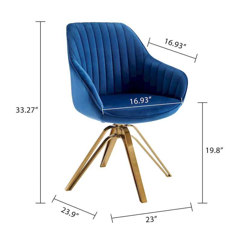 Lot de 2 chaises de salle à manger pivotantes en velours Art Leon avec pieds dorés