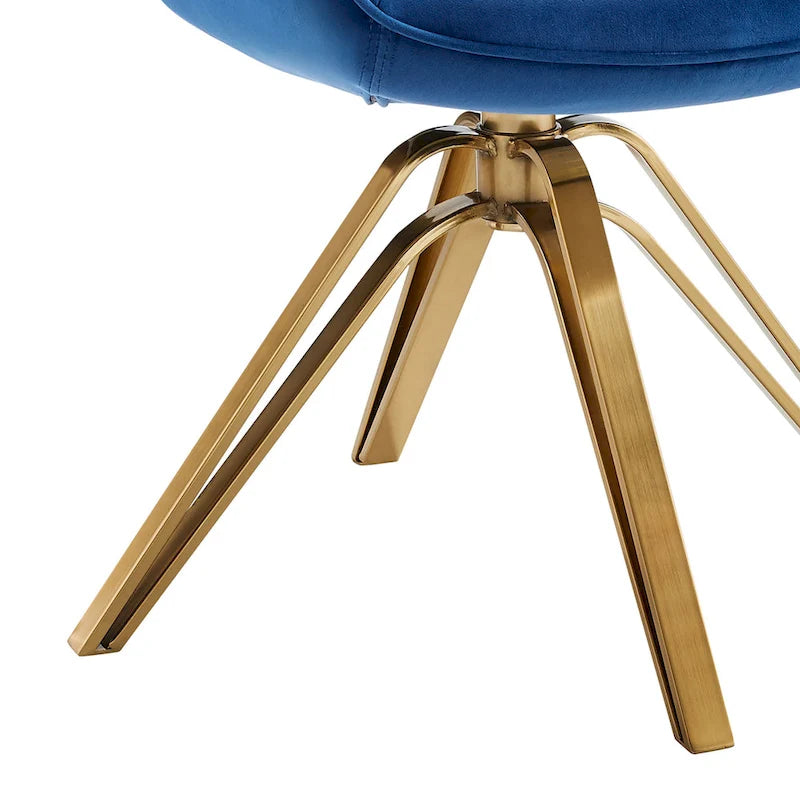Lot de 2 chaises de salle à manger pivotantes en velours Art Leon avec pieds dorés
