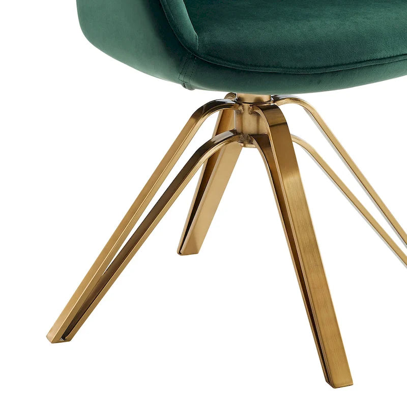 Lot de 2 chaises de salle à manger pivotantes en velours Art Leon avec pieds dorés