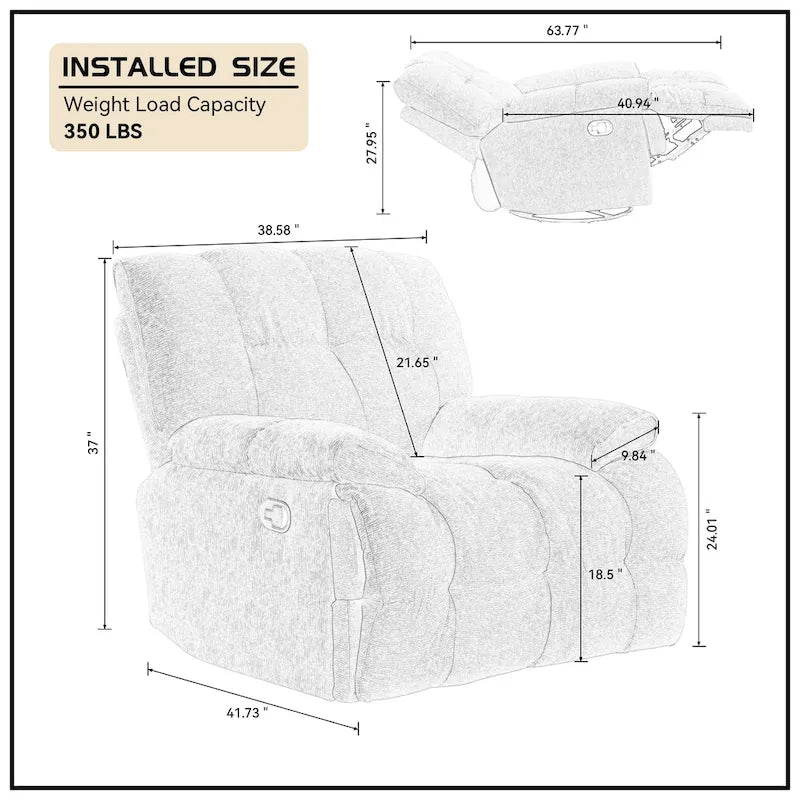 Fauteuil inclinable, pivotant à 360 degrés, moderne et fonctionnel, pour salon