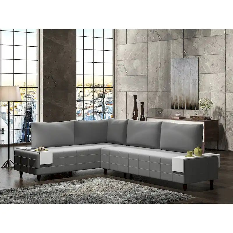 Canapé d'angle Sagopa Modern avec cadre en métal et assise en mousse