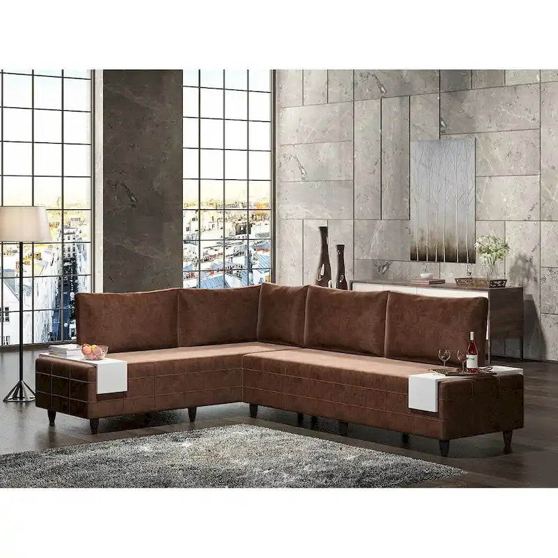 Canapé d'angle Sagopa Modern avec cadre en métal et assise en mousse