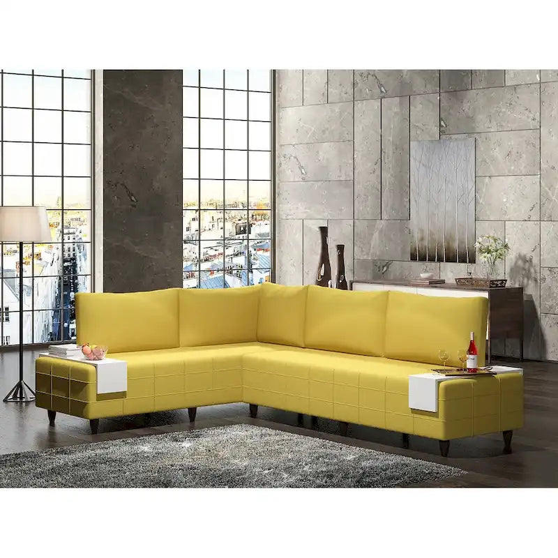 Canapé d'angle Sagopa Modern avec cadre en métal et assise en mousse