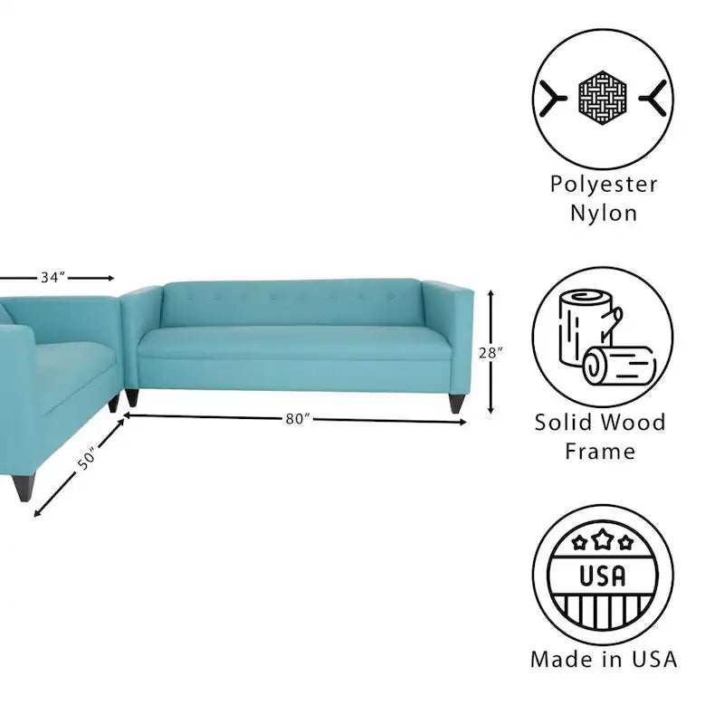 Coast to Coast Sofas - Ensemble Canapé et Causeuse Contemporains - Cadre en Bois Massif Rembourré en Polyester et Nylon