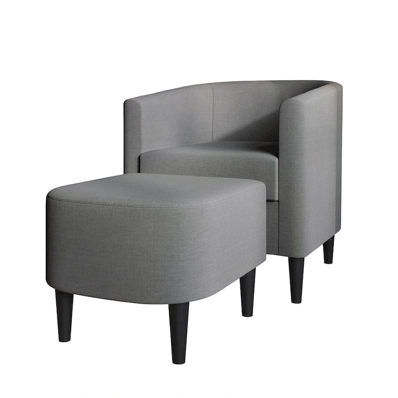 Fauteuil d'appoint contemporain en lin avec ottoman CraftPorch