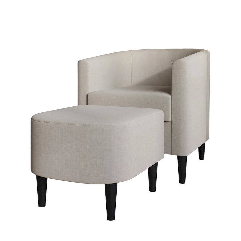 Fauteuil d'appoint contemporain en lin avec ottoman CraftPorch