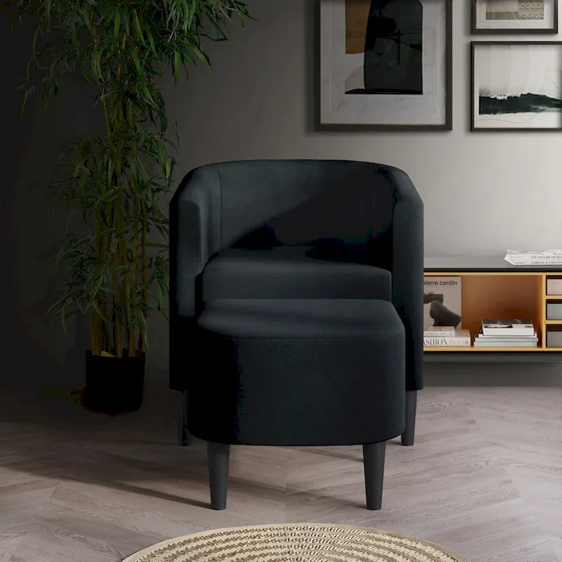Fauteuil d'appoint contemporain en lin avec ottoman CraftPorch