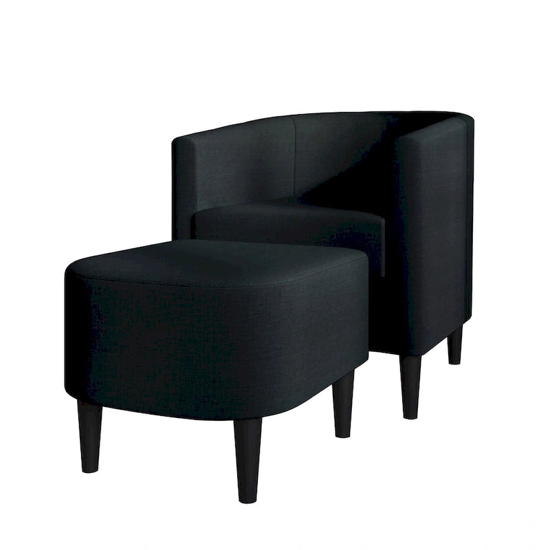 Fauteuil d'appoint contemporain en lin avec ottoman CraftPorch