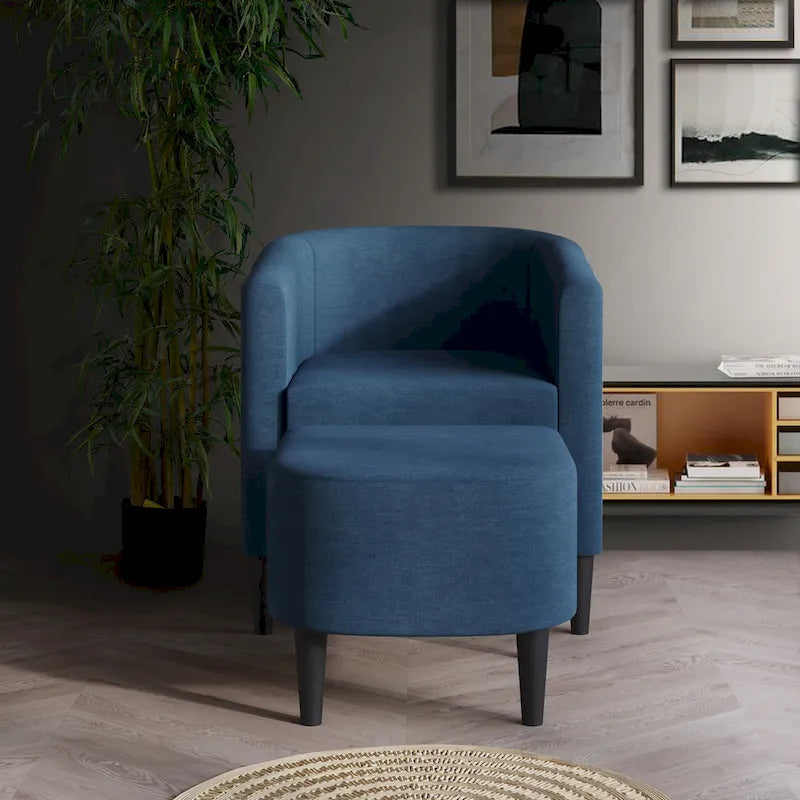 Fauteuil d'appoint contemporain en lin avec ottoman CraftPorch