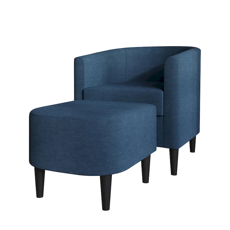 Fauteuil d'appoint contemporain en lin avec ottoman CraftPorch