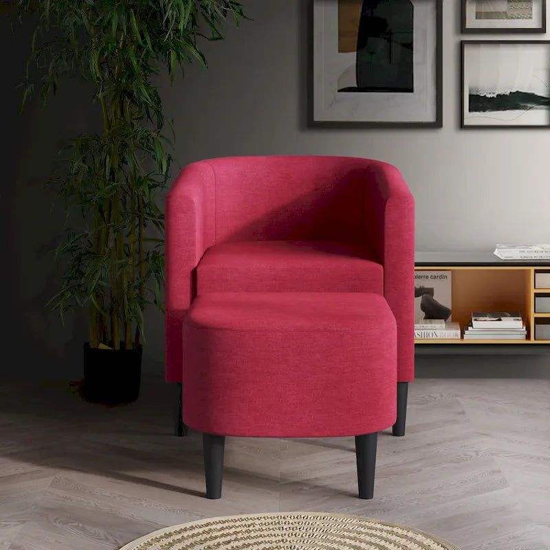 Fauteuil d'appoint contemporain en lin avec ottoman CraftPorch