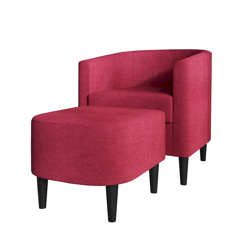 Fauteuil d'appoint contemporain en lin avec ottoman CraftPorch