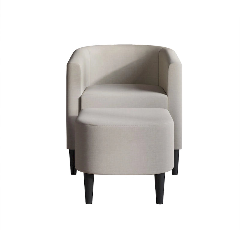Fauteuil d'appoint contemporain en lin avec ottoman CraftPorch