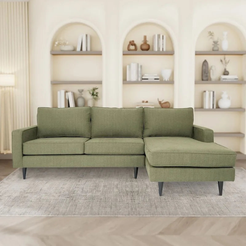 Canapé d'angle contemporain Coast to Coast Sofas, tissu polyester, cadre en bois massif, rembourré