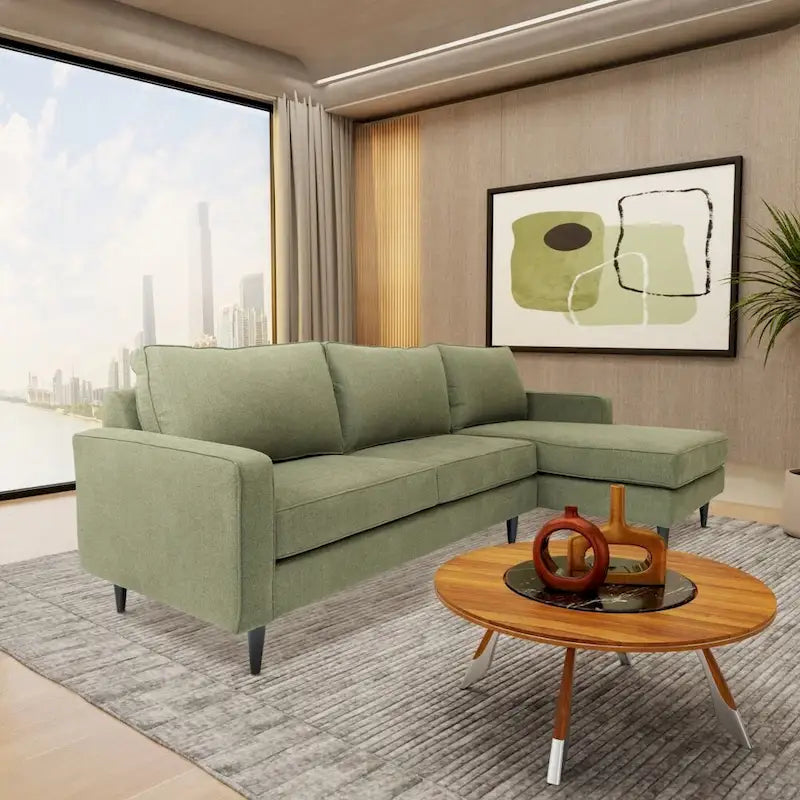 Canapé d'angle contemporain Coast to Coast Sofas, tissu polyester, cadre en bois massif, rembourré