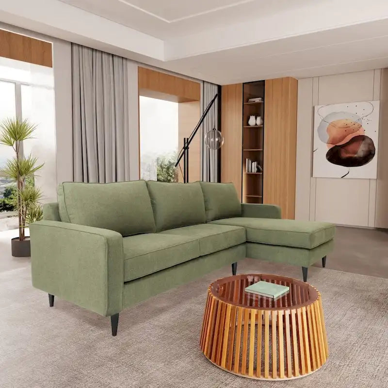 Canapé d'angle contemporain Coast to Coast Sofas, tissu polyester, cadre en bois massif, rembourré