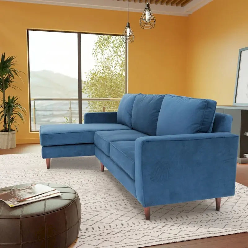 Canapé d'angle contemporain Coast to Coast Sofas, tissu polyester, cadre en bois massif, rembourré