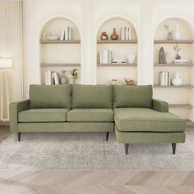 Canapé d'angle contemporain Coast to Coast Sofas, tissu polyester, cadre en bois massif, rembourré