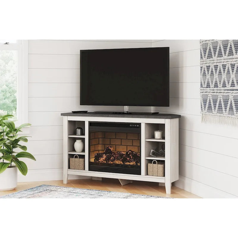 Meuble TV d'angle avec cheminée électrique Signature Design by Ashley Arlenbry 48 - 48 larg. x 15,75 prof. x 28,5 haut.