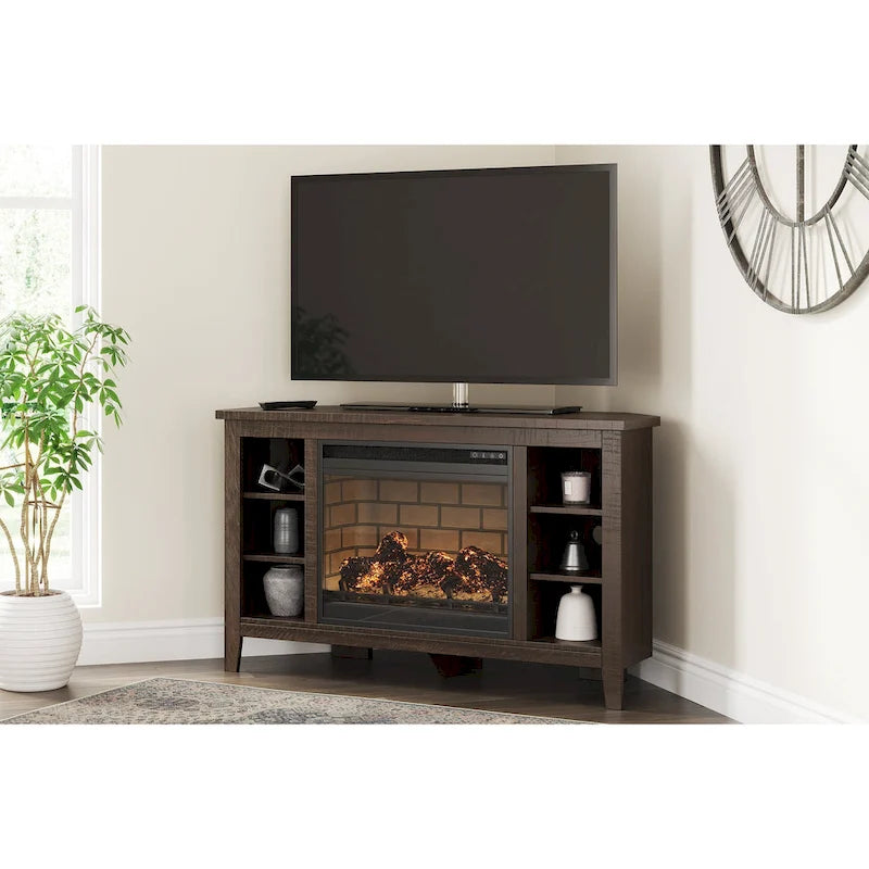 Meuble TV d'angle avec cheminée électrique Signature Design by Ashley Arlenbry 48 - 48 larg. x 15,75 prof. x 28,5 haut.