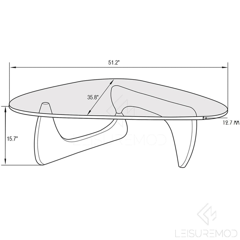Table basse triangulaire LeisureMod Imperial - Verre trempé uniquement