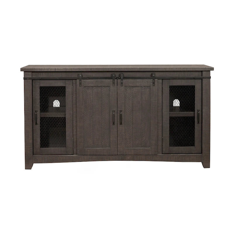 Meuble TV console Brookhaven en bois massif avec portes coulissantes de 65 po – 35 po de haut x 65 po de large x 19 po de profond