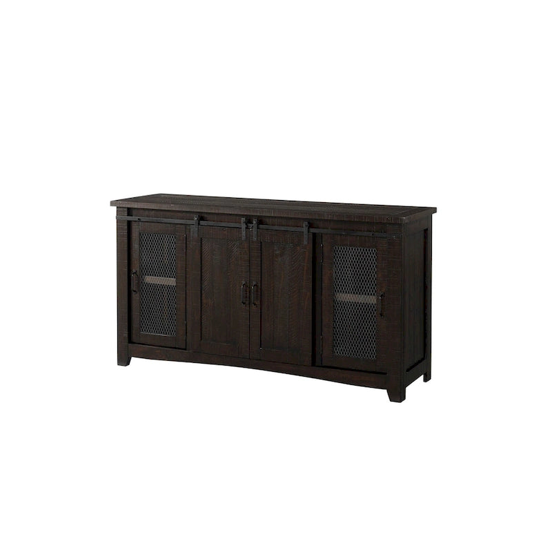 Meuble TV console Brookhaven en bois massif avec portes coulissantes de 65 po – 35 po de haut x 65 po de large x 19 po de profond