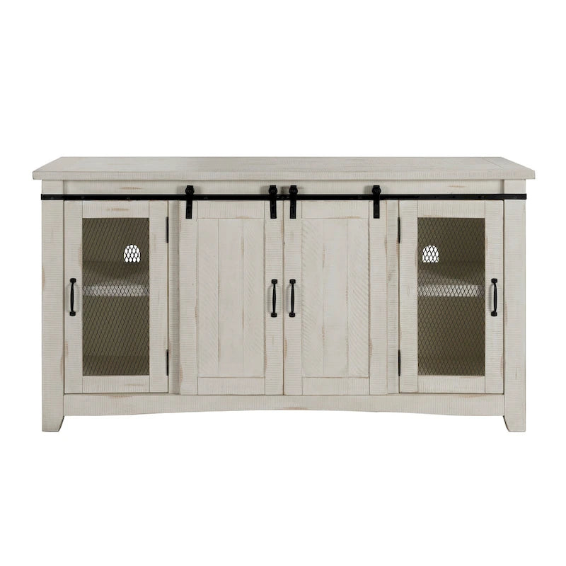 Meuble TV console Brookhaven en bois massif avec portes coulissantes de 65 po – 35 po de haut x 65 po de large x 19 po de profond