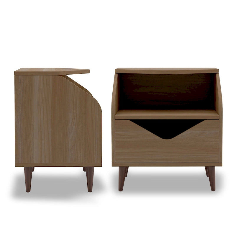Table d'appoint Denhour DH BASIC Mid-century Modern de 50,8 cm avec 1 étagère et 1 tiroir