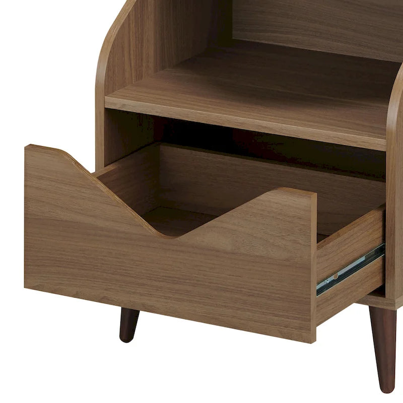 Table d'appoint Denhour DH BASIC Mid-century Modern de 50,8 cm avec 1 étagère et 1 tiroir