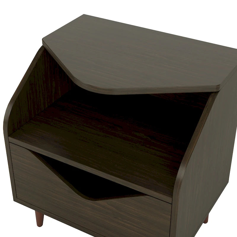 Table d'appoint Denhour DH BASIC Mid-century Modern de 50,8 cm avec 1 étagère et 1 tiroir