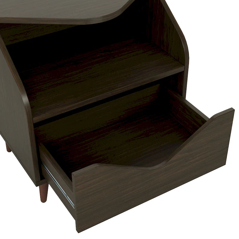 Table d'appoint Denhour DH BASIC Mid-century Modern de 50,8 cm avec 1 étagère et 1 tiroir