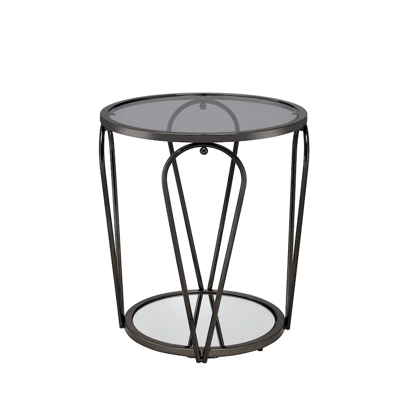 Table d'appoint à 1 étagère avec plateau en verre Gables Glam de 20 pouces de Furniture of America