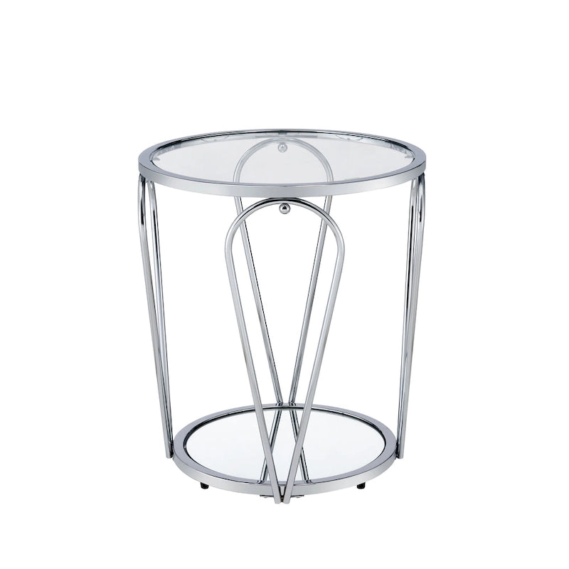 Table d'appoint à 1 étagère avec plateau en verre Gables Glam de 20 pouces de Furniture of America