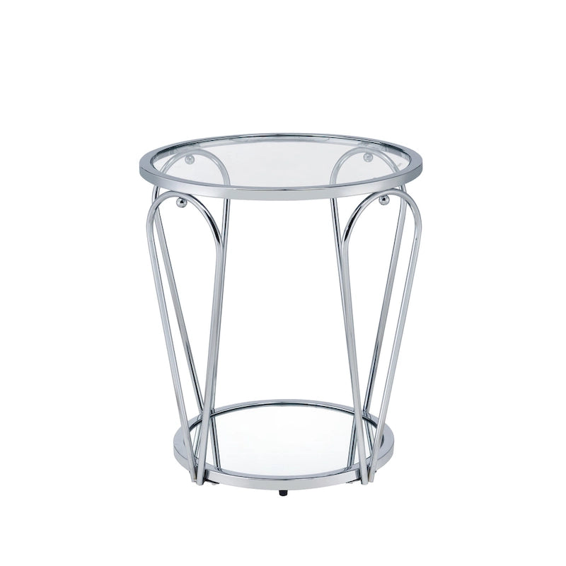 Table d'appoint à 1 étagère avec plateau en verre Gables Glam de 20 pouces de Furniture of America