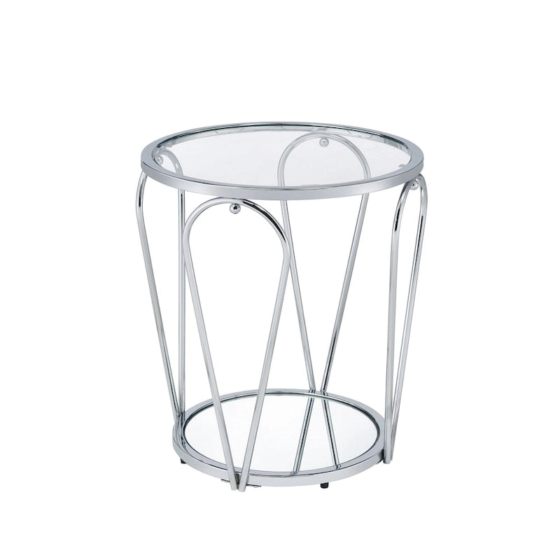 Table d'appoint à 1 étagère avec plateau en verre Gables Glam de 20 pouces de Furniture of America