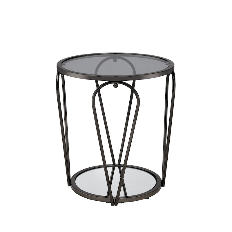Table d'appoint à 1 étagère avec plateau en verre Gables Glam de 20 pouces de Furniture of America
