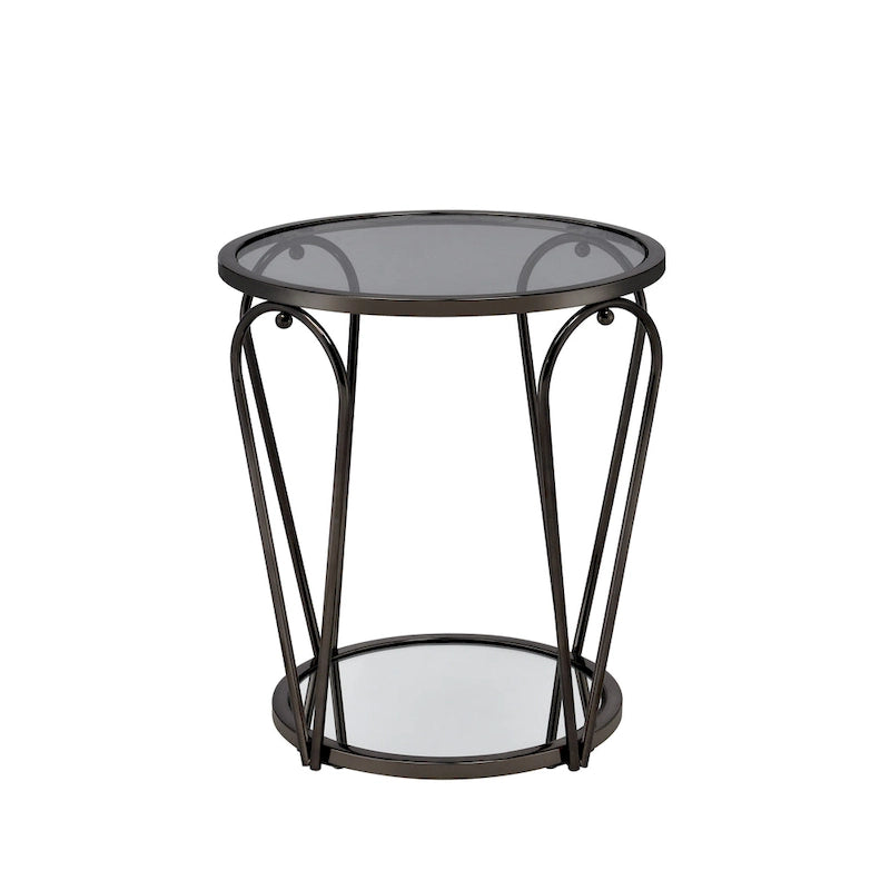 Table d'appoint à 1 étagère avec plateau en verre Gables Glam de 20 pouces de Furniture of America