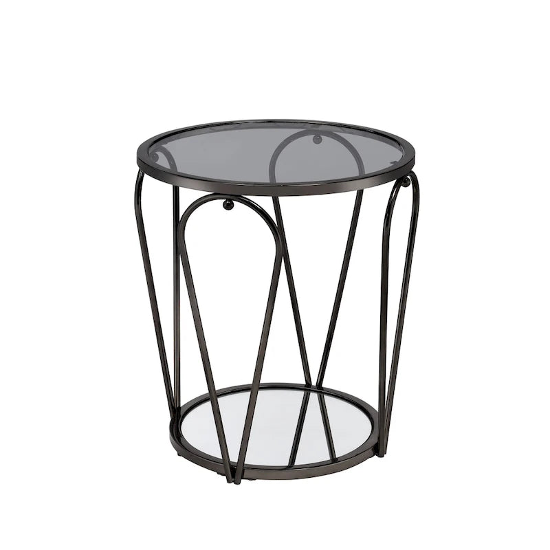 Table d'appoint à 1 étagère avec plateau en verre Gables Glam de 20 pouces de Furniture of America