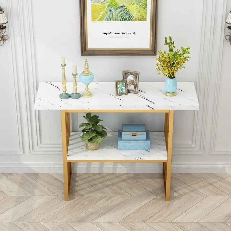 Console/table d'appoint moderne de 42 pouces avec pieds en métal géométriques