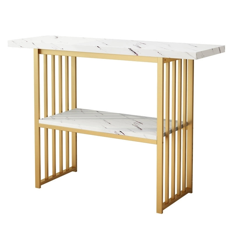 Console/table d'appoint moderne de 42 pouces avec pieds en métal géométriques