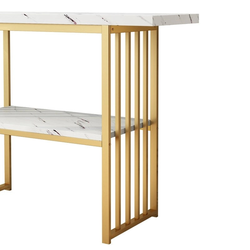 Console/table d'appoint moderne de 42 pouces avec pieds en métal géométriques