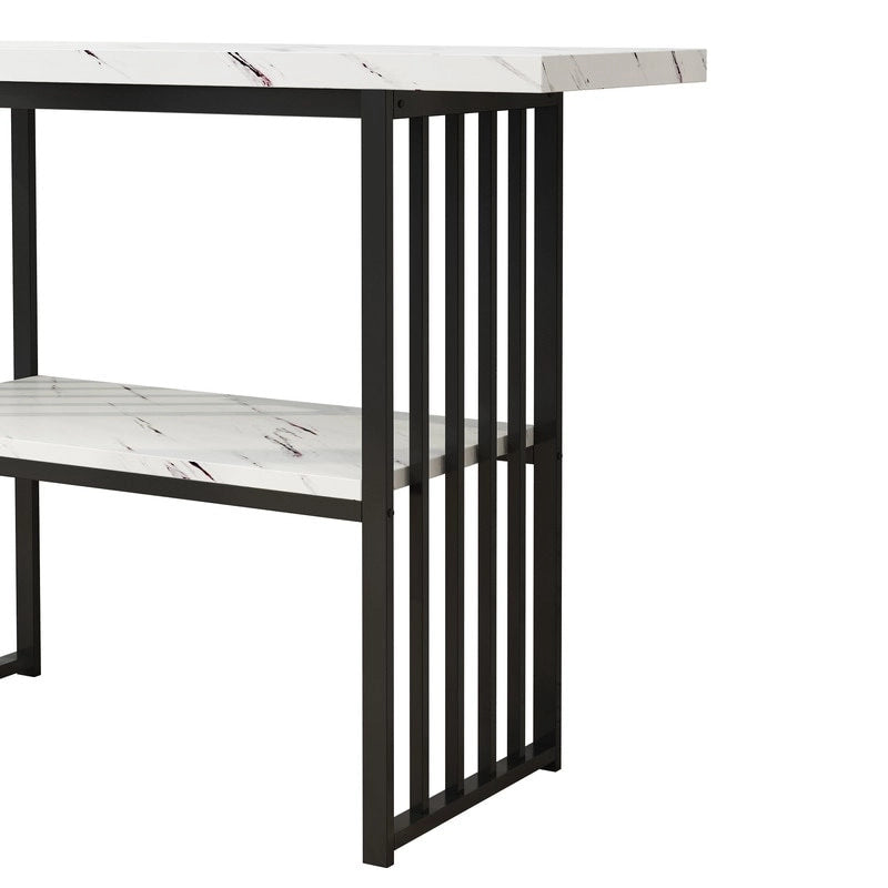 Console/table d'appoint moderne de 42 pouces avec pieds en métal géométriques