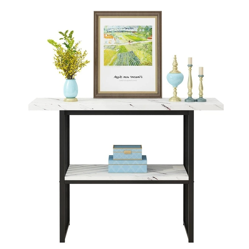 Console/table d'appoint moderne de 42 pouces avec pieds en métal géométriques