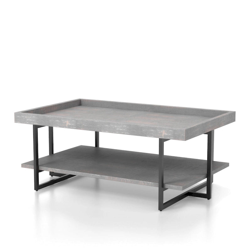Table basse Damara Transitional de 47 pouces en métal avec 1 étagère par Furniture of America