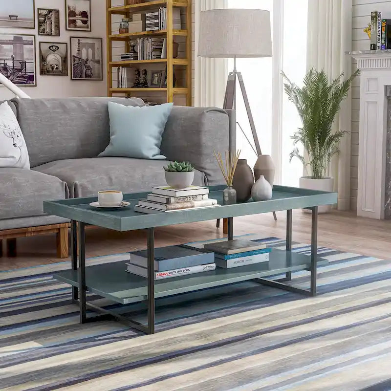 Table basse Damara Transitional de 47 pouces en métal avec 1 étagère par Furniture of America